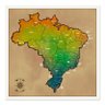 Quadro Mapa Brasil Pinar Viagens 60x60cm Envelhecido Mold B - 1