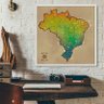 Quadro Mapa Brasil Pinar Viagens 60x60cm Envelhecido Mold B - 2