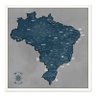 Quadro Mapa Brasil Pinar Viagens 80x80cm Cinza - MB - 1