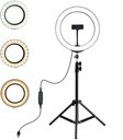 Ver imagem 2 de Ring Light Iluminador Led Usb 10 Polegadas 26Cm Com Suporte Tripé 2 Metros