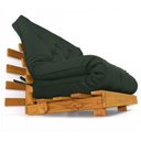 Ver imagem 2 de Sofá Cama Casal Futon Tokio Verde Militar Madeira Maciça Cor Mel