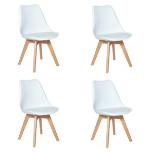 Kit 4 Cadeiras Eames Wood Leda Design - Branco Branco