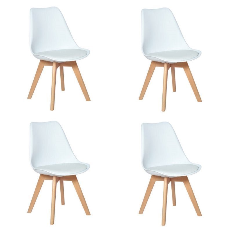 Kit 4 Cadeiras Eames Wood Leda Design - Branco