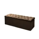Ver imagem 2 de Cabeceira Mais Calçadeira Baú Casal 140cm Para Cama Box Sofia Suede Marrom