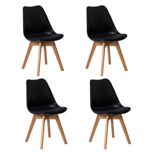 Kit 4 Cadeiras Eames Wood Leda Design - Preto