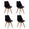 Kit 4 Cadeiras Eames Wood Leda Design - Preto - 1