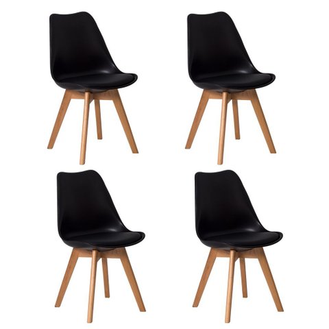 Kit 4 Cadeiras Eames Polipropileno Wood Sala de Jantar Design