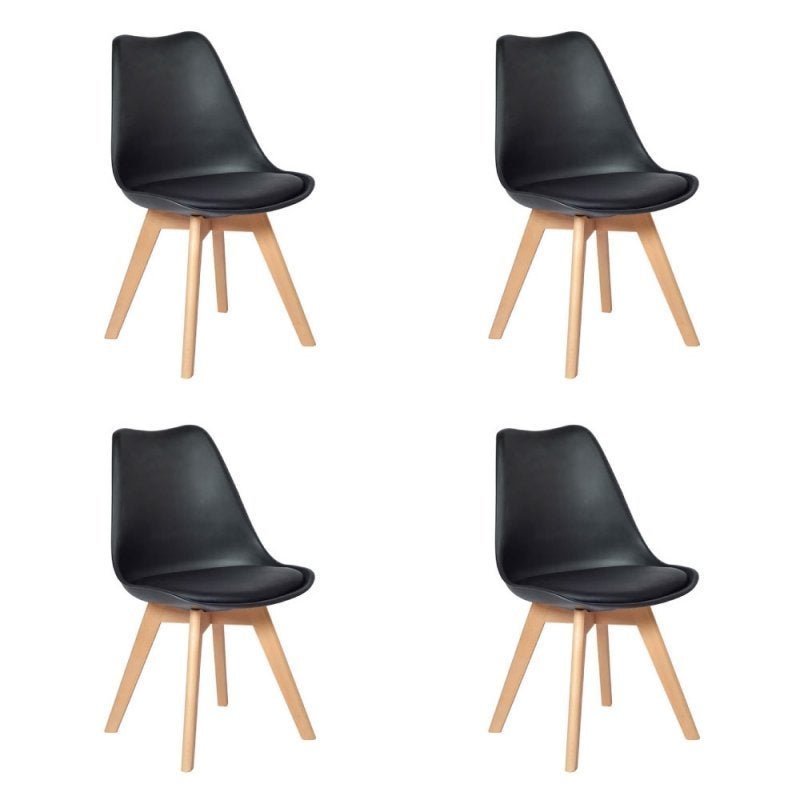Kit 4 Cadeiras Eames Wood Leda Design - Preto