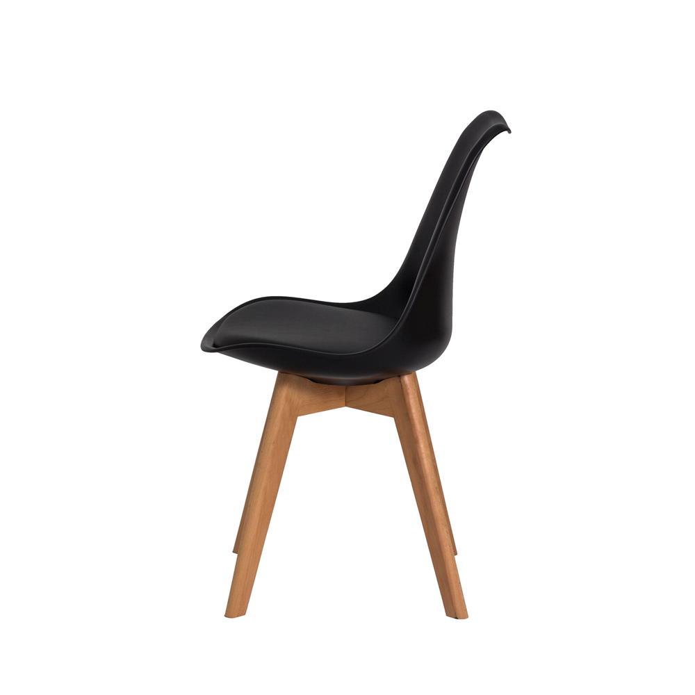 Kit 4 Cadeiras Eames Wood Leda Design - Preto - 4