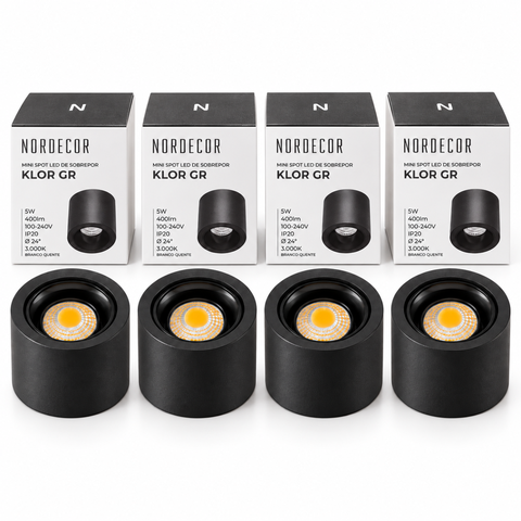 Kit 4 Spot LED Klor Gr Red. 24° 5W 3000k Pt