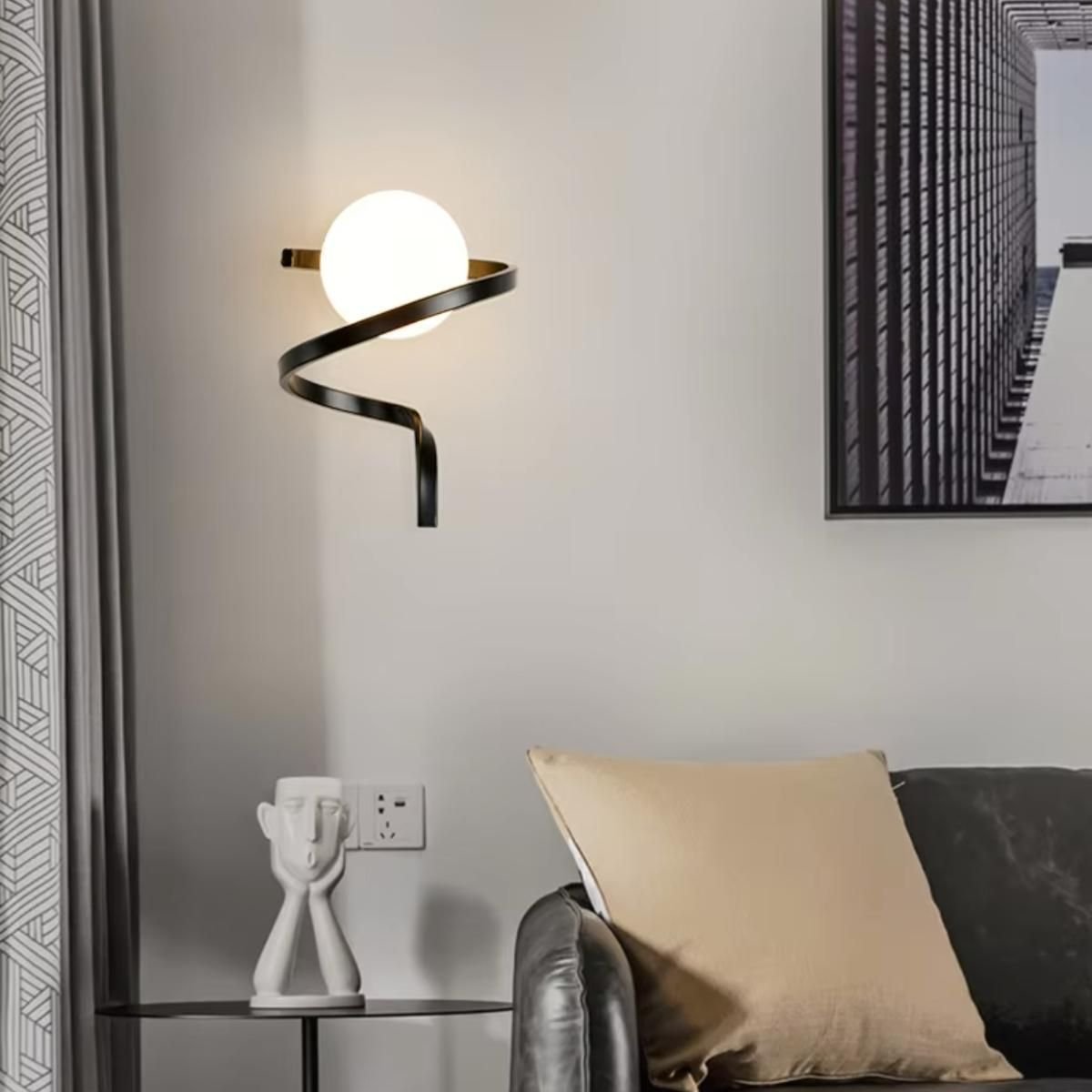 Ver imagem 4 de Luminária Arandela Parede 25cm Jabuticaba Espiral Globo Vidro Gimpo Kjbd-443:preto