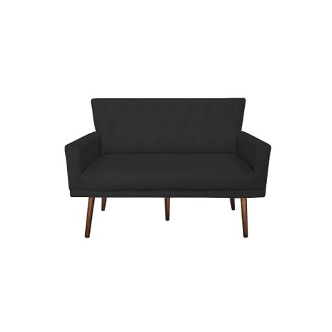 Namoradeira Decorativa Aurora Suede Preto Pés Madeira Ms Decor