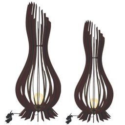 Abajur Grande de Chão ANA MARIA MDF Luminária -:Preto/Kit com 2 - 90x28cm e 75x23cm - 1
