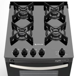 Fogão Atlas Agile Glass, 4 Bocas, Mesa de Vidro - Preto - 3