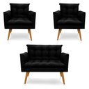 Ver imagem 1 de Kit 2 Poltronas E Namoradeira 2 Lugares Olivia Suede Preto