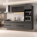 Ver imagem 1 de Armário Cozinha Modulada Completa Suspensa com Pia 251,5cm Milano Multimóveis MCR2476 Grafite