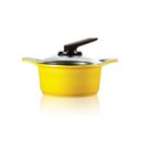 Ver imagem 1 de Caçarola Roichen Cerâmica com Tampa de Vidro - 20cm - 2,5l - Amarela
