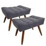 Conjunto Sofá Compact 2 metros retrátil e reclinável com Molas Espirais e 2 Puffs Suede Cinza - Sofá - 4