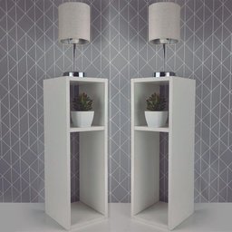 Conjunto Mesa De Cabeceira Pequena 20x20x60cm Branco Quarto Sala - 1