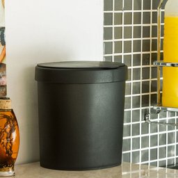 Lixeira Plástica Pia 2,5 Litros Coza Cozinha Tampa Bancada Preta - 3