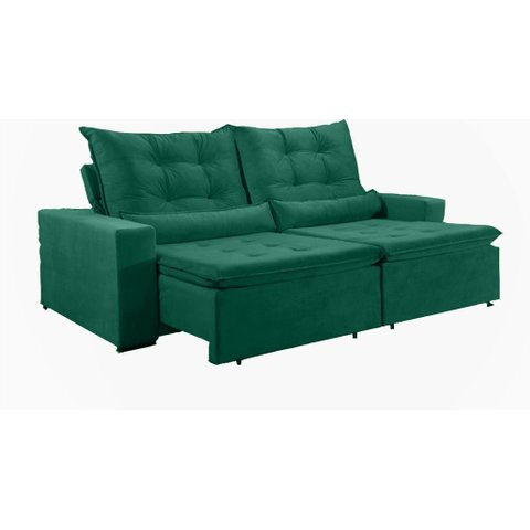 Sofá Moscow Reclinável e Retrátil Suede Verde