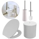 Ver imagem 1 de Assento Sanitário Tampa Oval Soft Branco + Lixeira Branca 6l Redonda C/ Tampa + Escova Sanitária Bra