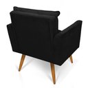 Ver imagem 7 de Kit 2 Poltronas e Namoradeira 2 Lugares Olivia Suede Preto Pés Palito Castanho - Pallazio