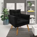 Ver imagem 2 de Kit 2 Poltronas e Namoradeira 2 Lugares Olivia Suede Preto Pés Palito Castanho - Pallazio