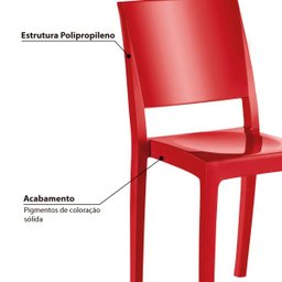 Kit 4 Cadeiras Hydra Plus em Polipropileno - Kappesberg - Vermelho - 2