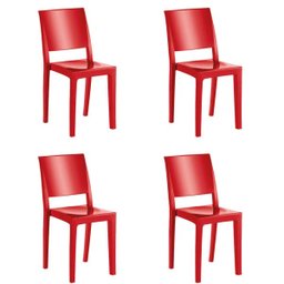 Kit 4 Cadeiras Hydra Plus em Polipropileno - Kappesberg - Vermelho - 1