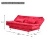 Sofá Cama Salomé 3 Lugares 1,85M Encosto Retrátil - Suede Vermelho - 4