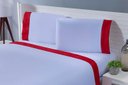 Ver imagem 1 de 4 Fronhas 50x90 100% Algodão 200 Fios Barrado Jacquard Vermelho