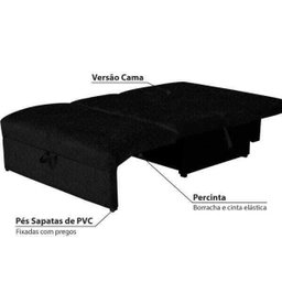 Sofá Cama Malú 2 Lugares - Suede Amassado - Preto - 3 Sofá Cama Malú 2 Lugares - Suede Amassado - Preto - 3