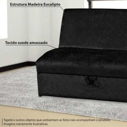 Sofá Cama Malú 2 Lugares - Suede Amassado - Preto - 2 Sofá Cama Malú 2 Lugares - Suede Amassado - Preto - 2