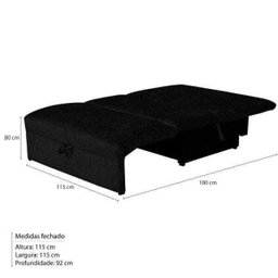 Sofá Cama Malú 2 Lugares - Suede Amassado - Preto - 4 Sofá Cama Malú 2 Lugares - Suede Amassado - Preto - 4