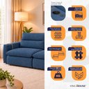 Ver imagem 3 de Sofá Retrátil Reclinável Lugano 2,40m USB e Porta Copos Linho Azul - King House
