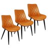Kit 3 Cadeiras Haifa Livia Tábata Poltrona Estofada Pu Vintage Retro Pés Preto - Caramelo - 1