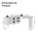 Ver imagem 4 de Escrivaninha em L Mesa para Computador Gamer 3 Gavetas Branco Lisboa Madesa