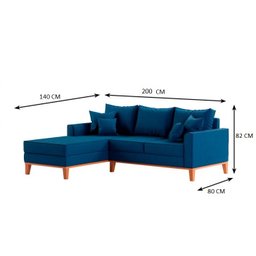 Sofá 3 Lugares Beny com Chaise Esquerdo Suede Azul - 4