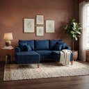 Ver imagem 1 de Sofá 3 Lugares Beny com Chaise Esquerdo Suede Azul