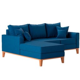 Sofá 3 Lugares Beny com Chaise Esquerdo Suede Azul - 2