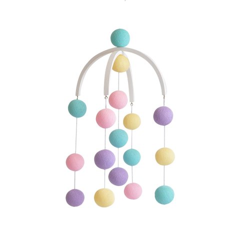 Móbile Infantil Cormilu de Bolinhas, Artesanal, Mdf, 30cm Largura, 50cm Altura, Bolinhas 6cm Diâmetr