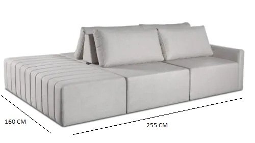 Sofá Ilha Marrocos Modular com Puff 255 Cm Bouclê Off White - 2