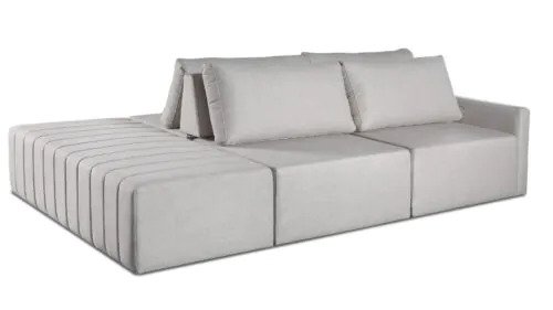 Sofá Ilha Marrocos Modular com Puff 255 Cm Bouclê Off White