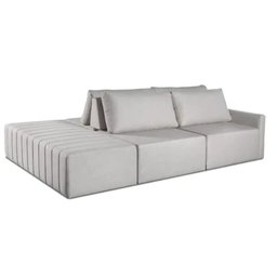 Sofá Ilha Marrocos Modular com Puff 255 Cm Bouclê Off White - 1