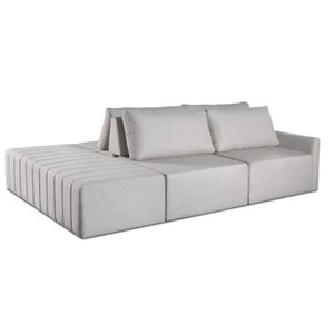 Sofá Ilha Marrocos Modular com Puff 255 Cm Bouclê Off White
