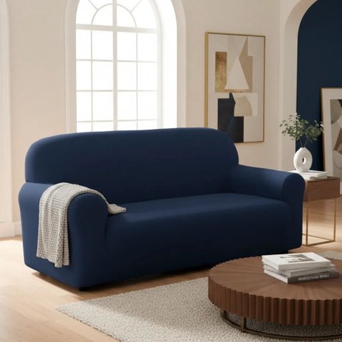 Capa para Sofá 03 Lugares Avulsa Coladinha Malha Elastica:Azul