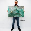 Ver imagem 2 de Quadro Decorativo Caixa Alta com Vidro Abstrato Mármore Verde Safira TaColado Moldura Preta 90 x 60c