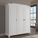 Ver imagem 1 de Guarda-Roupa Solteiro 3 Portas 4 Prateleiras Madeira Maciça Provençal Bastian Branco/Lavado