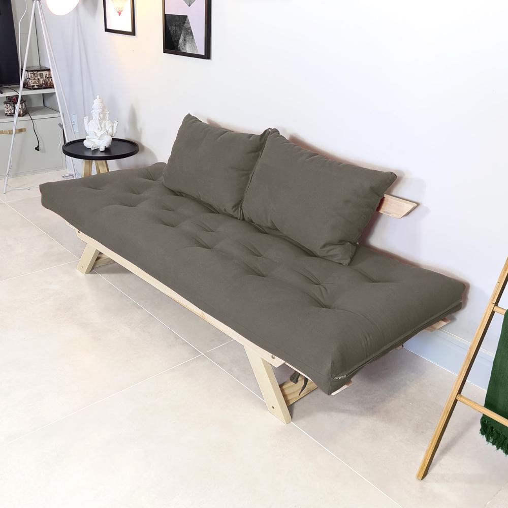 Sofá Japão Futon Cinza em Madeira Maciça - 5